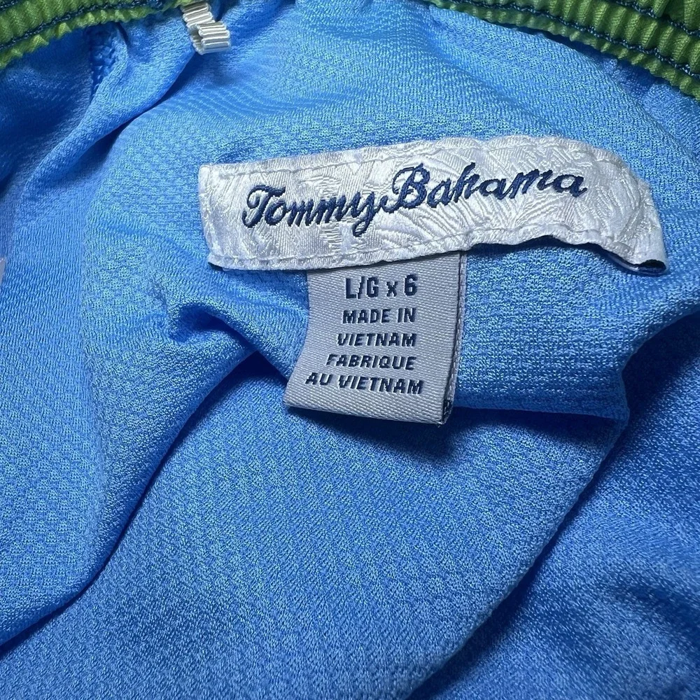 Tommy Bahama Swim Trunks Mens Large Blue‎ Palm Tree Print Board Shorts Beachwear